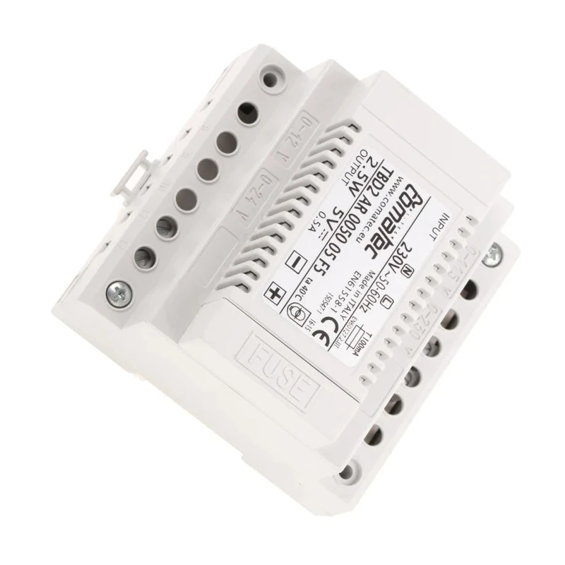 Comatec TBD2 Linear DIN Rail Power Supply 230V AC Input, 5V DC 500mA Output, 2.5W Power, IP20, Italy TBD2