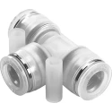 Festo NPQP Series Pneumatic Tee Tube-to-Tube Adapter Push-in 8 mm Threaded 10 bar, Polypropylene NPQP-T-Q8-E-FD-P10
