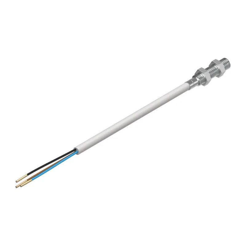 Festo Threaded Barrel Inductive Proximity Sensor, M5 x 0.5 Thread, PNP Output, 3V Supply, 0.8mm Detection SIEN-M5B-PO-K-L