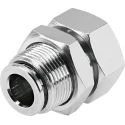 Festo Pneumatic Threaded-to-Tube Push-in Bulkhead Fitting Brass Nickel Finish 150°C NPQH-H-G14F-Q8-P10