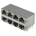 TE Connectivity 5569262 Series RJ45 Connector Female Through Hole Cat5 Shielded Right Angle 8 Port 8 Way RJ45