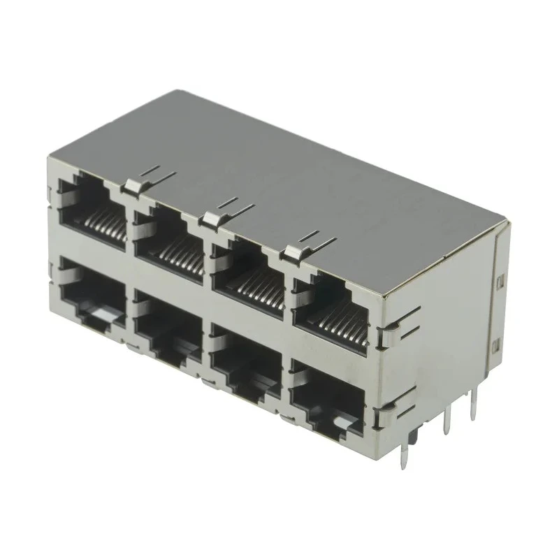 TE Connectivity 5569262 Series RJ45 Connector Female Through Hole Cat5 Shielded Right Angle 8 Port 8 Way RJ45