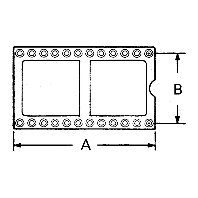 E-TEC DIL Socket 2.54 mm Pitch Vertical 16 Way Through Hole Turned Pin Open Frame 1A LOP-316-S083-95