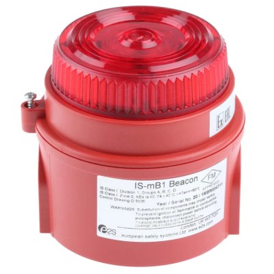 e2s IS-mB1 Series Red Beacon 28V DC Flashing Surface Mount LED Bulb, IP65 IS-MB1-R/R