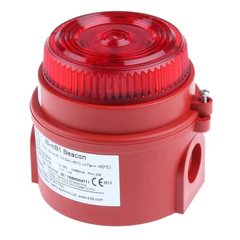 e2s IS-mB1 Series Red Beacon 28V DC Flashing Surface Mount LED Bulb, IP65 IS-MB1-R/R