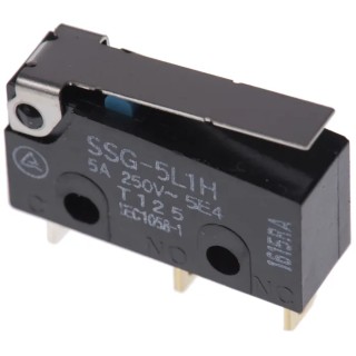 Omron Aratas Hinge Lever Subminiature Micro Switch, Solder Terminal, 5A Current, 30V DC, SPDT Contact, IP40 SSG-5L1H