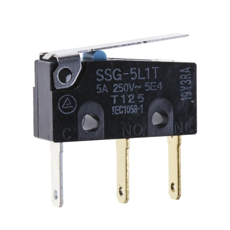 Omron Aratas Hinge Lever Subminiature Micro Switch, Tab Terminal, 5A, 125 V AC, SPDT, IP40 SSG-5L1T