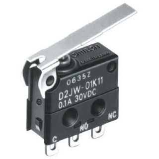 Omron Roller Lever Micro Switch, Pre-Wired Terminal, 100mA Current, 30 V dc, SPDT Contact Configuration, IP67 D2JW-01K21-MD