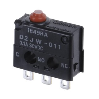 Omron Aratas Pin Plunger Micro Switch, Solder Terminal, 100mA, 30V DC, SPDT, IP67 D2JW-011