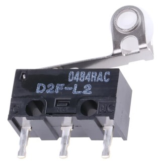 Omron Ultra Subminiature Roller Lever Micro Switch, PCB Terminal, 3A, 125V AC, 30V DC, SPDT, IP40 D2F-L2