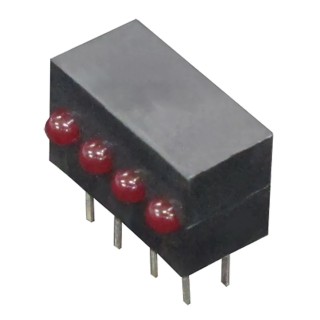Kingbright Red Right Angle PCB LED Indicator 3 mm (T-1), 4 LEDs 2.5 V KM2520EF/4ID