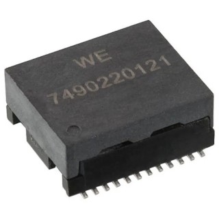 Wurth Elektronik Surface LAN Ethernet Transformer, 1 Port, 350μH Inductance, 1:1 Turns Ratio, 18.29mm x 14.7mm x 7490220121