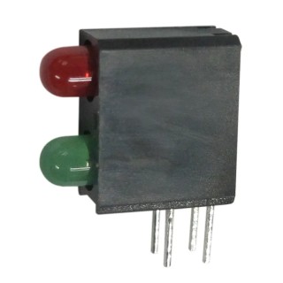 Kingbright Red, Green Right Angle PCB LED Indicator 3 mm (T-1), 2 LEDs 2.5 V Multicolour L-710A8MD/1LI1LGD