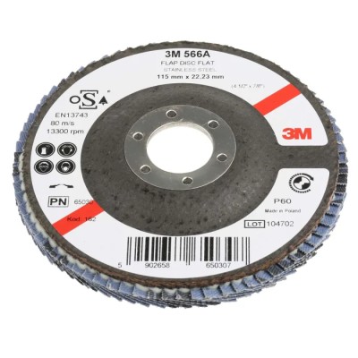 3M Cubitron II Zirconia Aluminium Medium Grade Flap Disc 115 mm Diameter P60 Grit Quick Change Attachment 65030