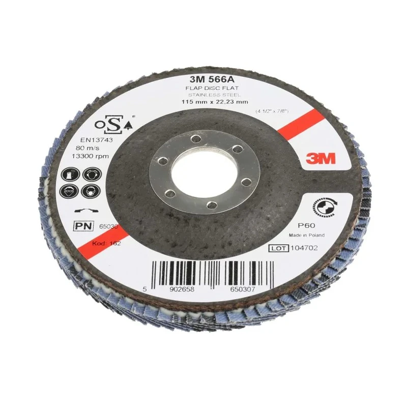 3M Cubitron II Zirconia Aluminium Medium Grade Flap Disc 115 mm Diameter P60 Grit Quick Change Attachment 65030