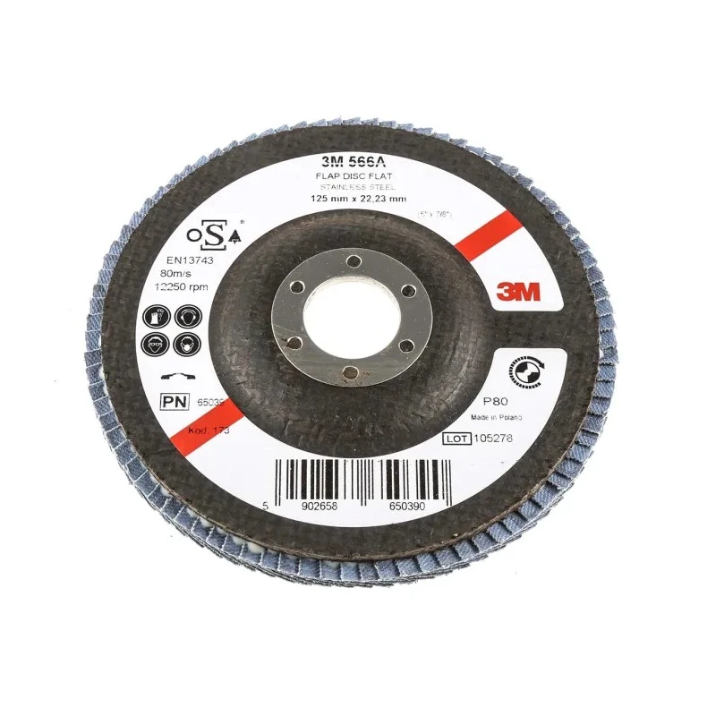 3M Cubitron II Zirconia Aluminium Flap Disc 125 mm Fine Grade P80 Grit Quick Change 65039