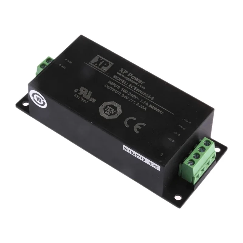 XP Power 80W Chassis Mount Switching Power Supply 24V DC Output, 85-264V AC Input ECE80US24-S