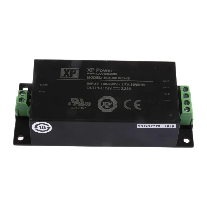 XP Power 80W Chassis Mount Switching Power Supply 24V DC Output, 85-264V AC Input ECE80US24-S