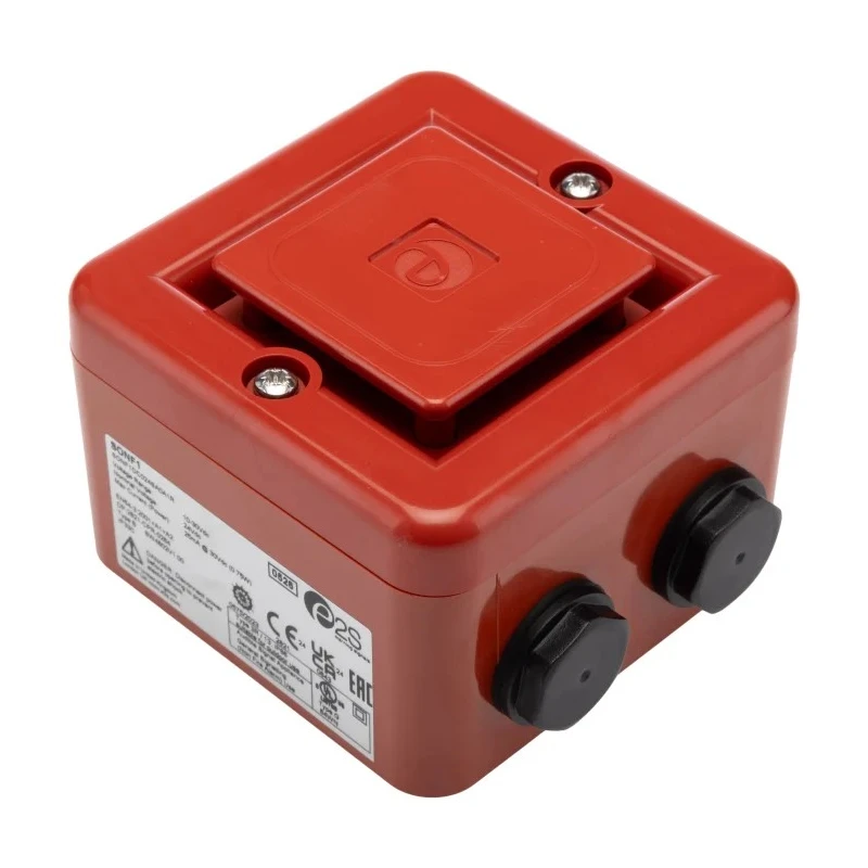 e2s High Output Electronic Sounder Surface Mount Red Housing IP66, 10-Tone, 100 dB at 1m, 30V DC SONF1DC24R