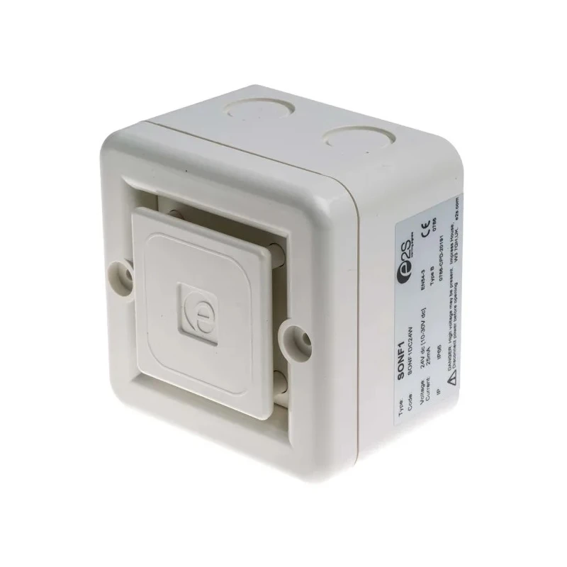 e2s SONF1 Series Electronic Sounder Surface Mount IP66, White ABS, DC 30V, 10-Tone 100dB @ 1m SONF1DC24W