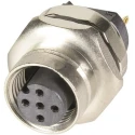 HARTING Circular Connector 5 Contacts PCB Mount Socket Female M12 Series IP67 50V 4A Solder Termination Threaded Mating 