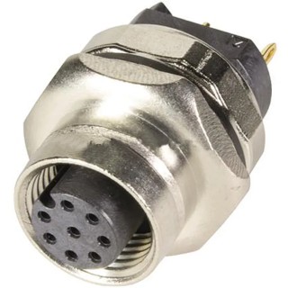 HARTING Circular Connector, 8 Contacts, PCB Mount, Socket Female, M12 Connector, A-Coded, , Zinc Housing, 30V, 2A IP67