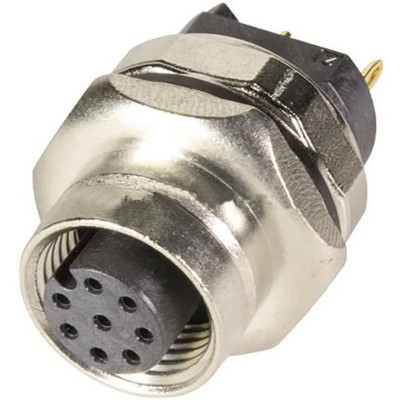 HARTING Circular Connector, 8 Contacts, PCB Mount, Socket Female, M12 Connector, A-Coded, , Zinc Housing, 30V, 2A IP67