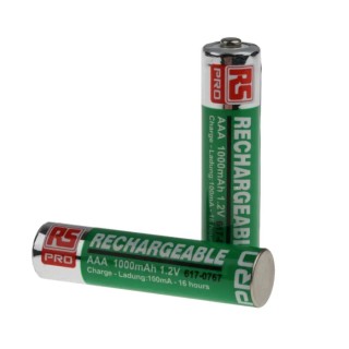 RS PRO Nickel Metal Hydride Rechargeable AAA Battery, 1 Ah, 1.2 V 617-0767