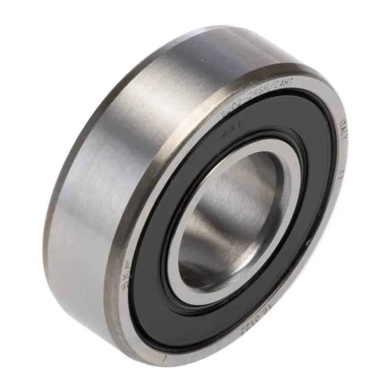 SKF 1 Row Deep Groove Ball Bearing 15 mm ID, 35 mm OD, Sealed, Sheet Metal Cage, Steel Balls 6202-2RSH/C4HT