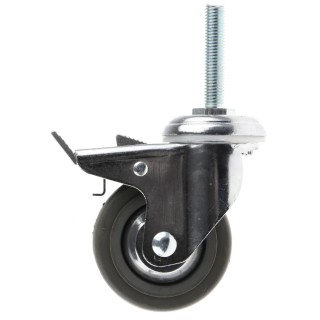 Guitel Hervieu Braked Swivel Castor 70 kg Load Capacity 80 mm Rubber Wheel Chrome Plated Frame 155301420