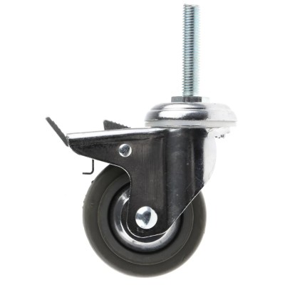 Guitel Hervieu Braked Swivel Castor 70 kg Load Capacity 80 mm Rubber Wheel Chrome Plated Frame 155301420