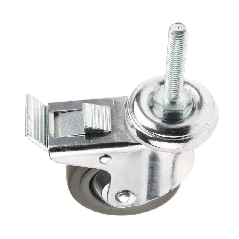 Guitel Hervieu Braked Swivel Castor 70 kg Load Capacity 80 mm Rubber Wheel Chrome Plated Frame 155301420