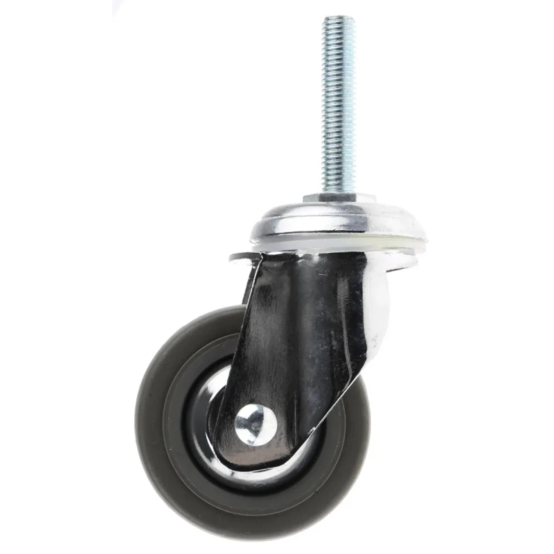 Guitel Hervieu Swivel Castor 80 mm Rubber Wheel 70 kg Load Capacity Pressed Steel Frame Chrome Plated 155301400