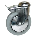Guitel Hervieu Braked Swivel Castor, 80 kg Capacity, 100 mm Wheel Diameter, Rubber Wheel, Chrome Plated Pressed 145311420