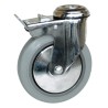 Guitel Hervieu Braked Swivel Castor, 80 kg Capacity, 100 mm Wheel Diameter, Rubber Wheel, Chrome Plated Pressed 145311420