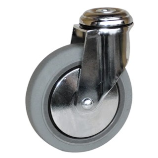 Guitel Hervieu Swivel Castor 90 kg Capacity 125 mm Rubber Wheel Pressed Steel Frame Chrome Plated 145321400