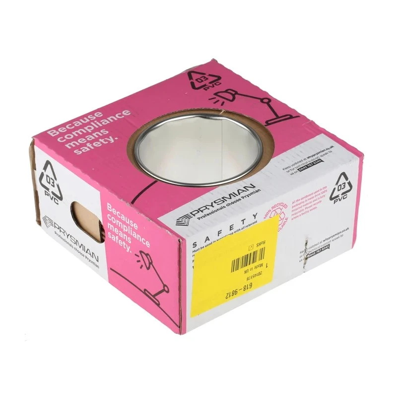 Prysmian 2.5 mm² Brown Hook Up Wire, 7/0.67 mm Core Strands, 3.6 mm Diameter, 100 m, Polyvinyl Chloride, 750V 20145178