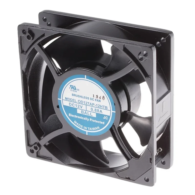 RS PRO Brushless DC Axial Fan, 12V DC, 237.9 m³/h Air Flow, 11.88 W Power, 880 mA Max Current, 127 mm Square Frame 619-6624
