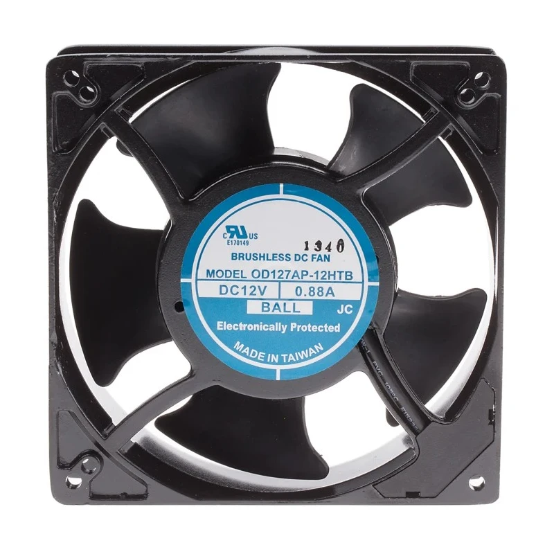 RS PRO Brushless DC Axial Fan, 12V DC, 237.9 m³/h Air Flow, 11.88 W Power, 880 mA Max Current, 127 mm Square Frame 619-6624