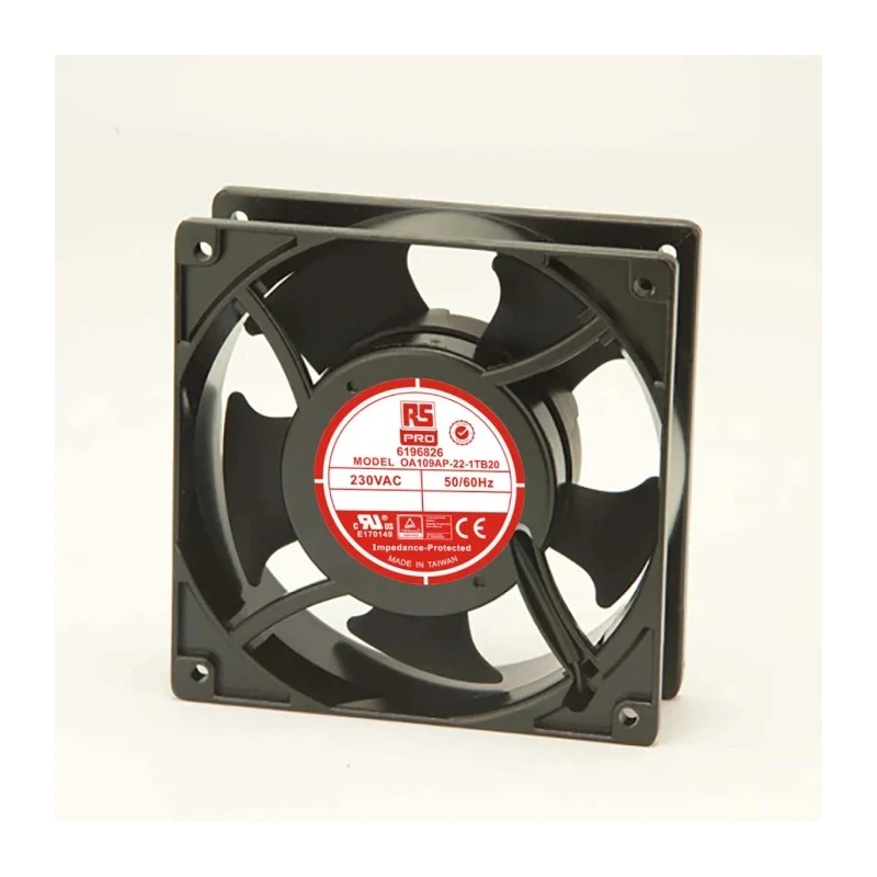 RS PRO Axial Fan 230V AC 15W 186.9m³/h Airflow 3000rpm Ball Bearing Square Frame 120mm x 120mm x 38mm 619-6826