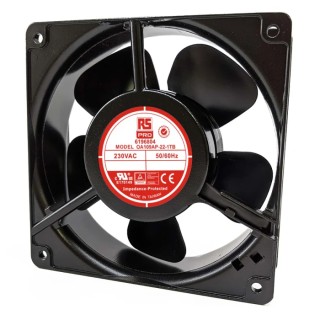 RS PRO AC Dual Ball Bearing Axial Fan, 230V AC, 186.9 m³/h Airflow, 15 W Power, 90 mA Max Current, Rated, 120 mm Square IP44