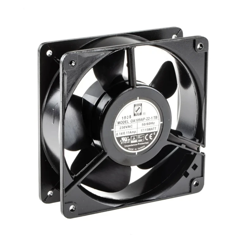 RS PRO AC Dual Ball Bearing Axial Fan, 230V AC, 186.9 m³/h Airflow, 15 W Power, 90 mA Max Current, Rated, 120 mm Square IP44