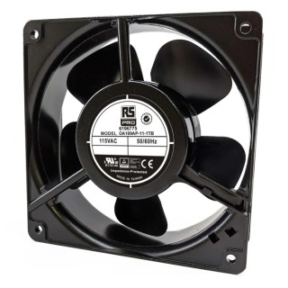 RS PRO AC Dual Ball Bearing Axial Fan 115V AC 15W 190mA Max 186.9 m³/h Airflow IP44 120 mm Square Frame IP44