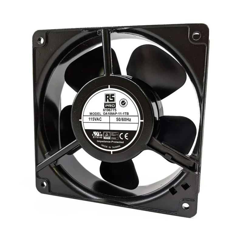 RS PRO AC Dual Ball Bearing Axial Fan 115V AC 15W 190mA Max 186.9 m³/h Airflow IP44 120 mm Square Frame IP44