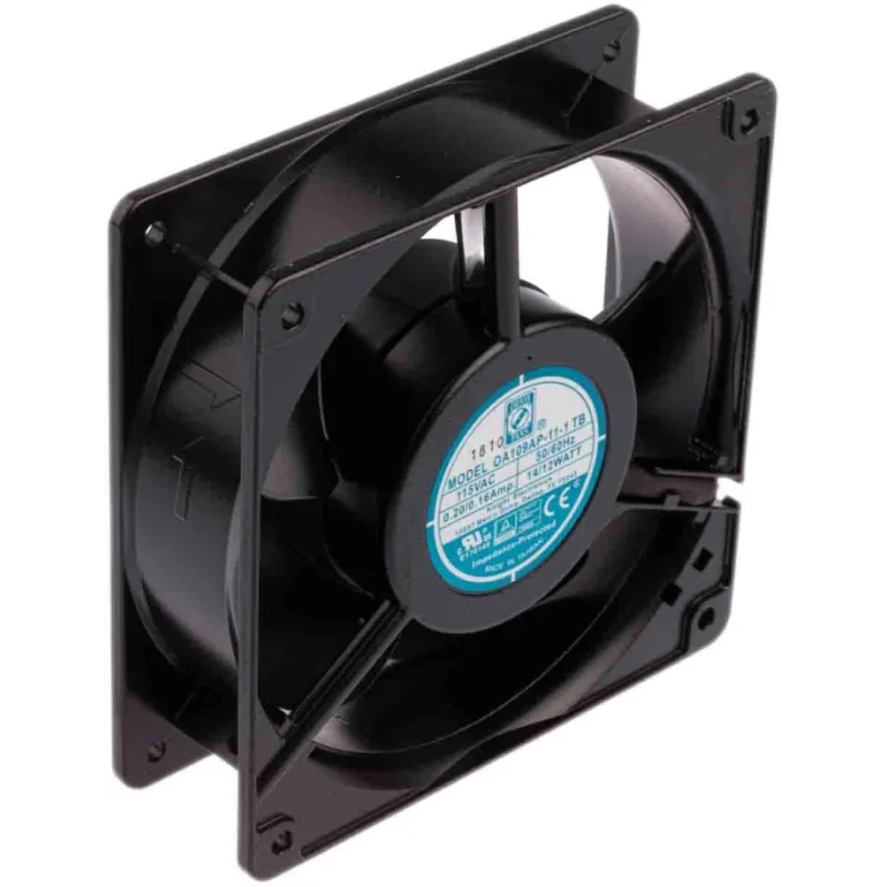 RS PRO AC Dual Ball Bearing Axial Fan 115V AC 15W 190mA Max 186.9 m³/h Airflow IP44 120 mm Square Frame IP44