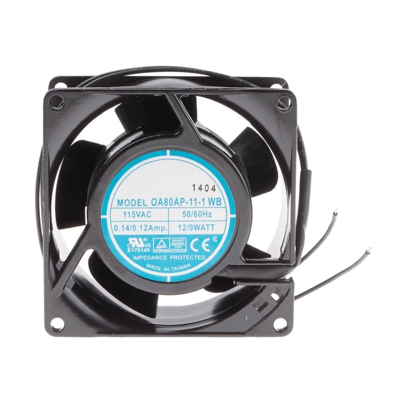 RS PRO AC Dual Ball Bearing 80 mm Square Frame Axial Fan, 115V AC, 9 W Power, 51 m³/h Air Flow, IP44 Rated IP44
