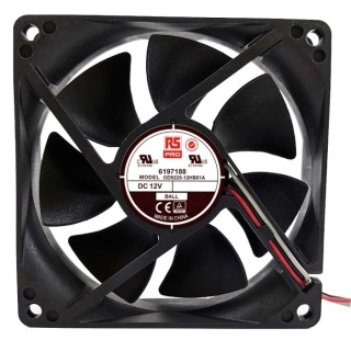 RS PRO Axial Fan 12V DC 3W Power 90 m³/h Air Flow Ball Bearing 92.5 x 92.5 x 25 mm 619-7188