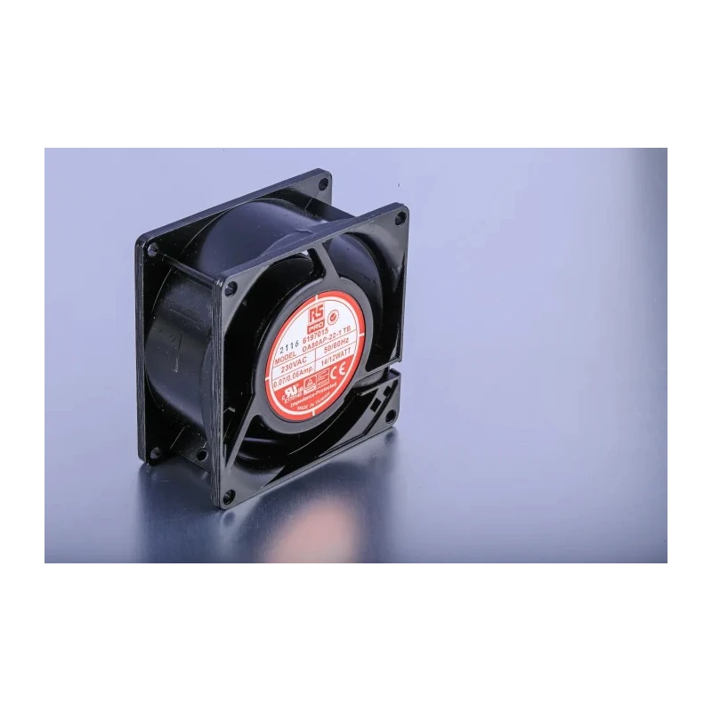 RS PRO AC Dual Bearing Axial Fan 230V AC 12W 51 m³/h 3000 RPM IP44 Square Frame 80 mm 38 mm IP44