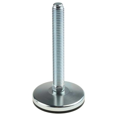 RS PRO Adjustable Foot M14 Thread Size 63 mm Base Diameter Zinc Plated Steel 1800 kg Static Load Capacity 5 ° Tilt 126-6372