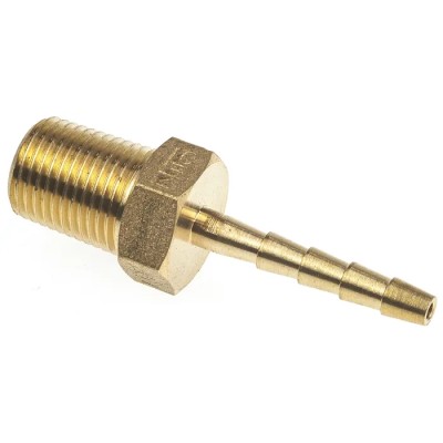 Nito Brass Hose Connector 3.5 mm ID Threaded Male BSP Thread 1/8 in 2660AA4